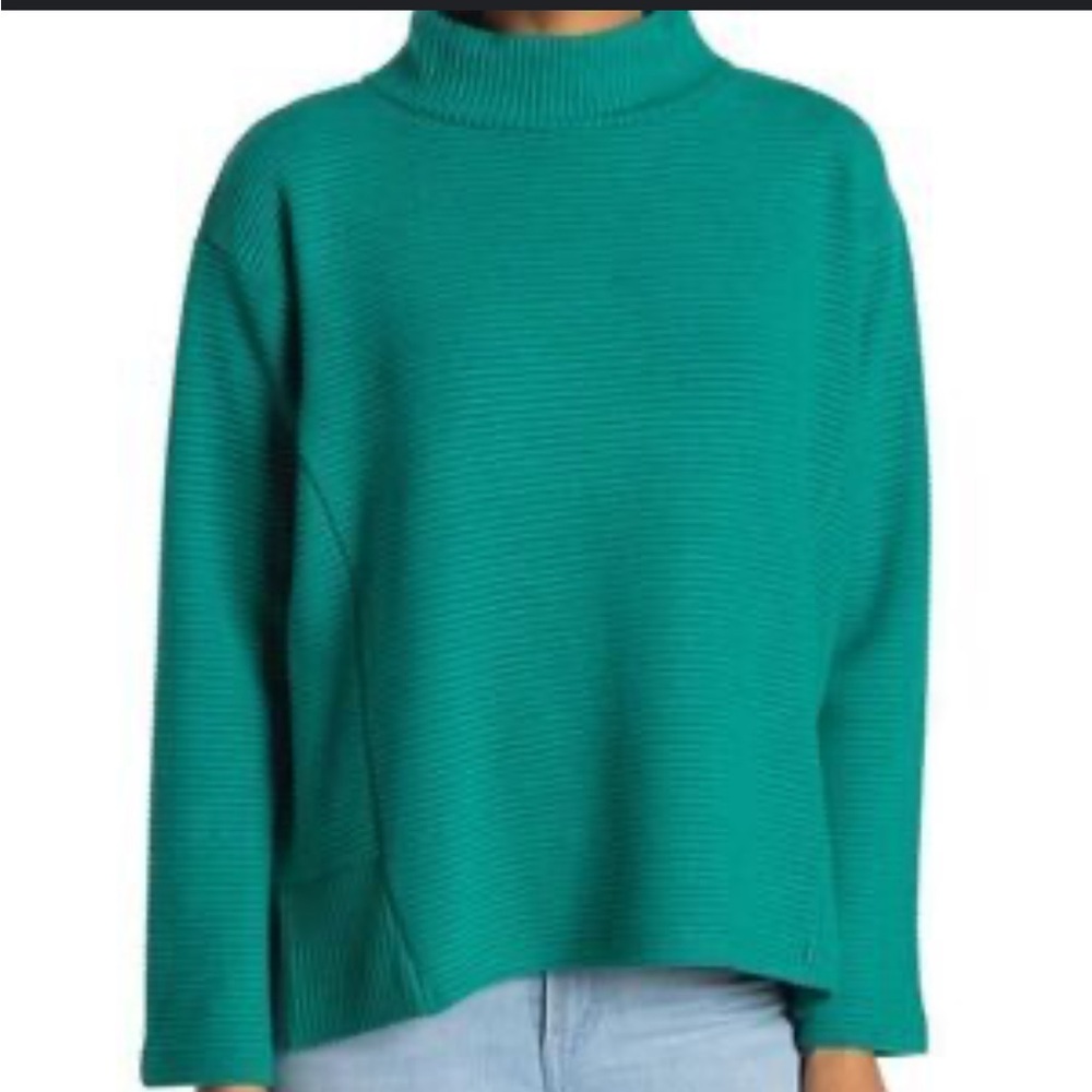 Melloday Teal Ottoman Funnel Neck Turtleneck Sweater